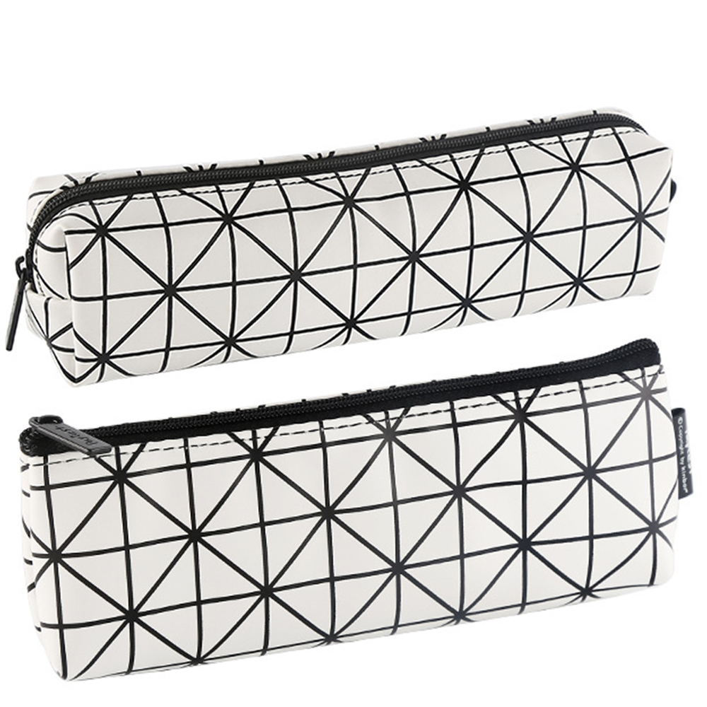 EONMIR PU Leather Pencil Case Pouch Bag,Small Simple Pencil Pouch,Makeup Pouch School,Office (Lattice)